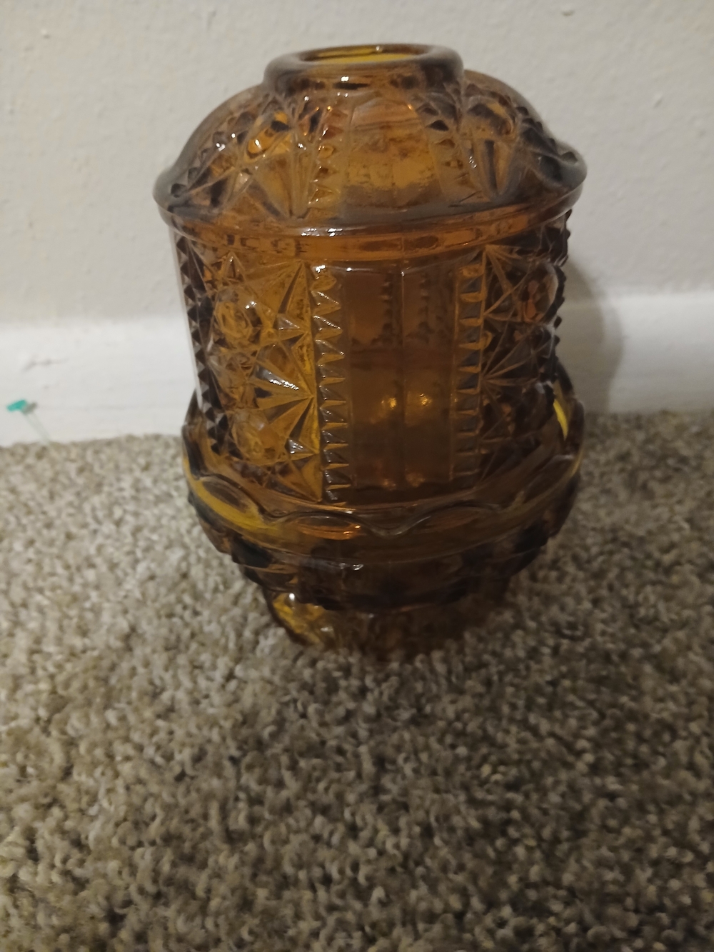 Beautiful Mid Century Amber And Stars Fairy Lamp